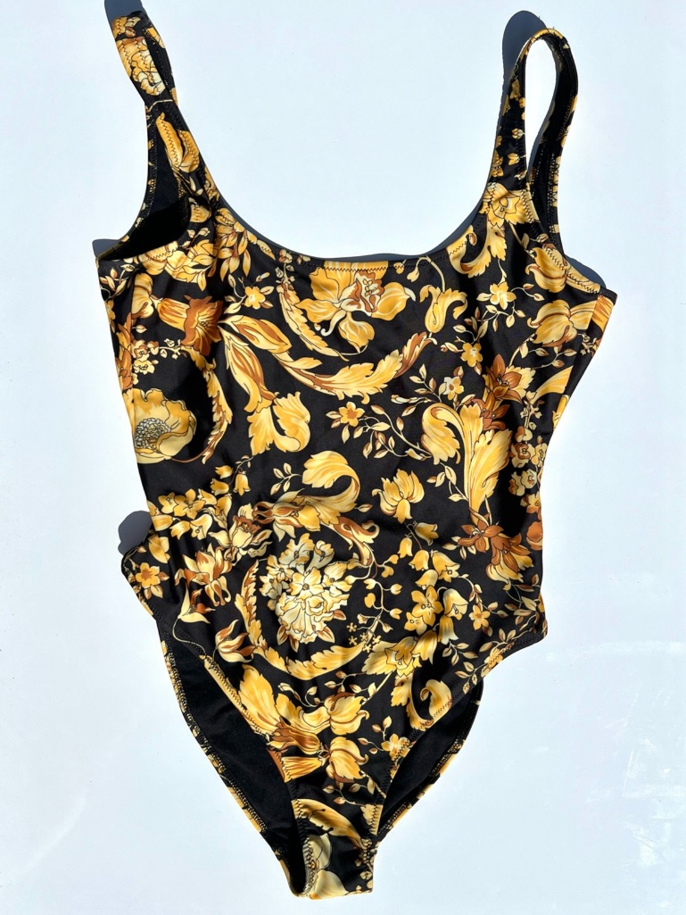 NWOT Versace One-Piece Swimsuit Baroque Black Gold Women's 1 US XS